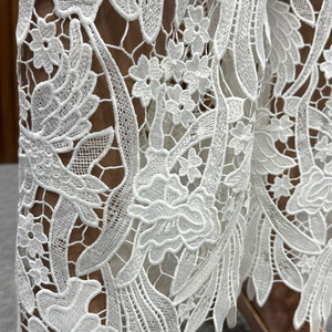 Floral Lace Applique Wide-Leg Jeans