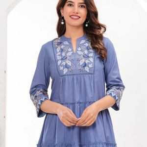 Blue Fit & Flare Dress