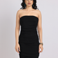 Classic Black Strapless Ruched Bodycon Dress