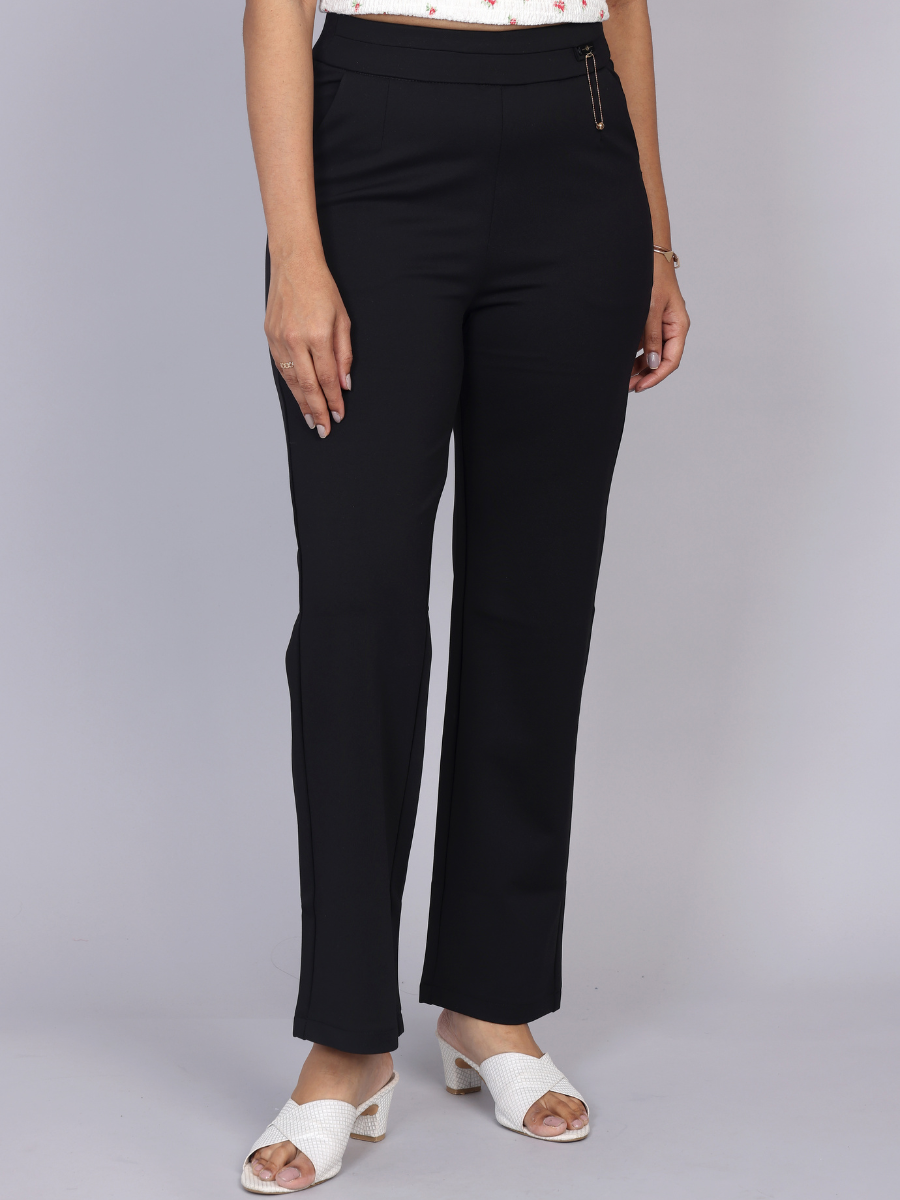 Mid-Rise Sleek Black Trousers