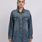Mid Blue Oversized Denim Shirt with Dropped Shoulder