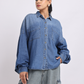 Oversized Blue Denim Shirt with Dropped Shoulder