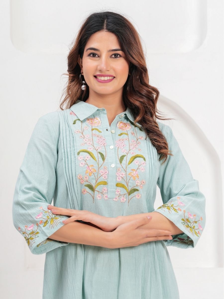 Pastel Sky Threaded Dress