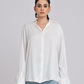 Elegant White Satin Collared Shirt