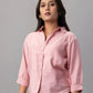 Blush Pink Scallop Hem Embroidered Shirt