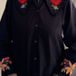 Embroidered Black Collar Dress