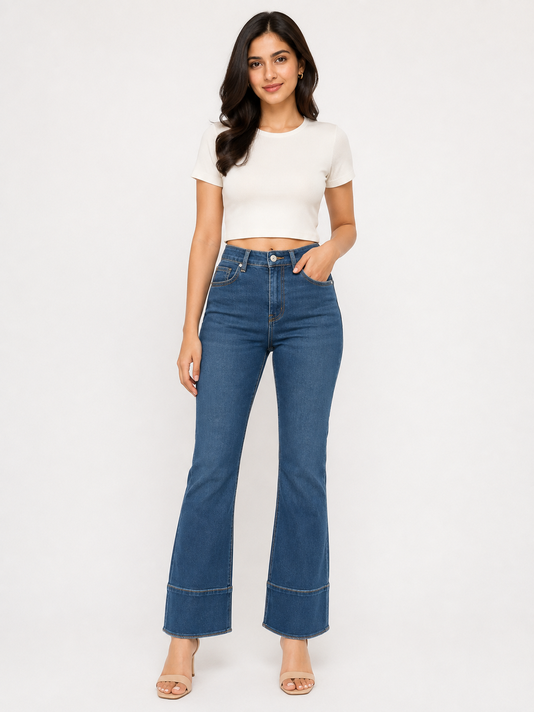 Azure Sculpt High-Rise Stretch Flared Jeans