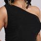 Black Swarovski One-Shoulder Bodycon Dress