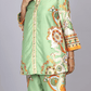 Elegant Green Silk Co-Ord Set with Floral Print