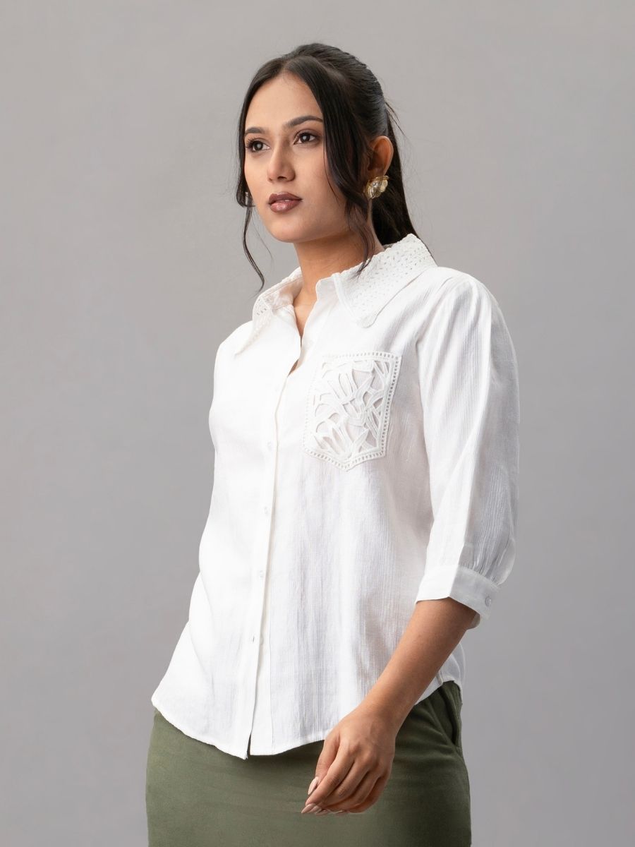 Classic White Cutwork Shirt