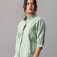 Sage Green Scallop Hem Embroidered Shirt