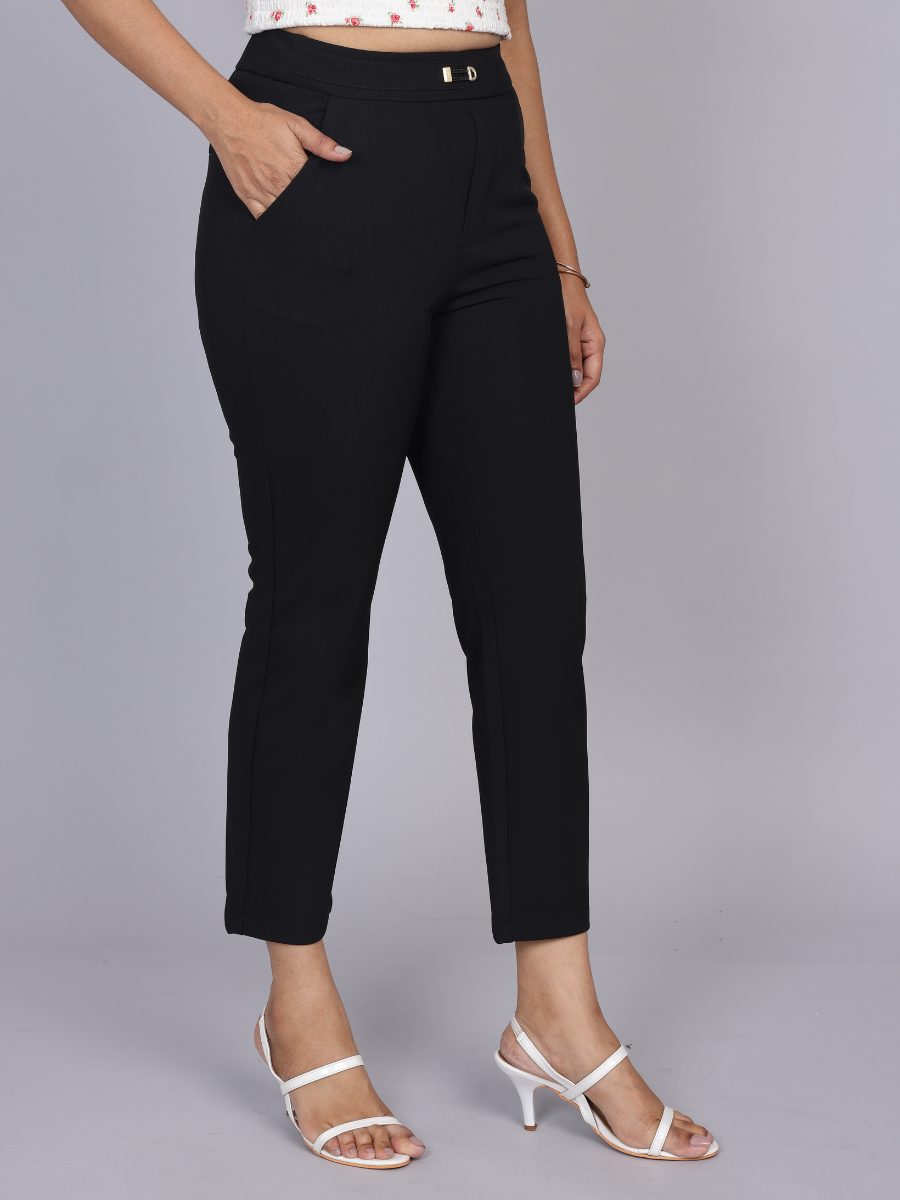 Classic Black Ankle-Length Trousers