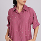Rosy Pink Pearl-Diamond Oversized Shirt