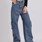 High-Waist Cargo Wide-Leg Jeans