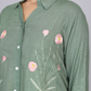 Sage Green Blossom Embroidered Cotton Shirt