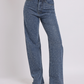 Mid-Blue Rhinestone Studded Straight-Fit Denim Jeans
