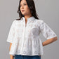 White Eyelet Embroidered Peplum Shirt