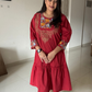 Red Embroidered Cotton Dress