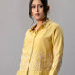 Mustard Yellow Shirt with Intricate Beige Embroidery