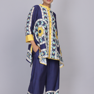 Blue Silk Print Co-Ords Set