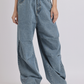 High-Waist Elasticated Wide-Leg Denim Jeans