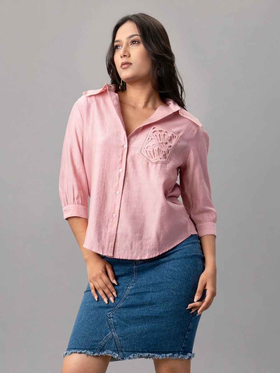 Rose Cutwork Pocket Shirt