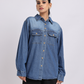 Relaxed Fit Denim Shirt – Mid Blue Wash