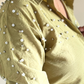 Olive Green Fit Pearl & Diamond-Embellished Shirt