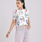Face Print Relaxed Fit White T-Shirt
