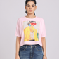 Chic Graphic Print Relaxed Fit T-Shirt - Pink