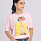 Chic Graphic Print Relaxed Fit T-Shirt - Pink