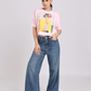 Chic Graphic Print Relaxed Fit T-Shirt - Pink