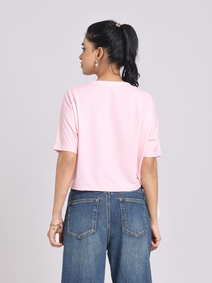 Chic Graphic Print Relaxed Fit T-Shirt - Pink