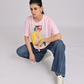Chic Graphic Print Relaxed Fit T-Shirt - Pink