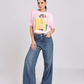 Chic Graphic Print Relaxed Fit T-Shirt - Pink
