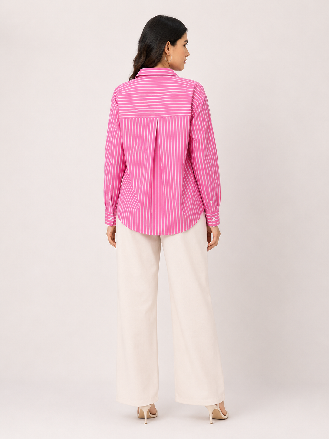 Pink Pop Striped Relaxed-Fit Cotton Shirt