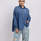 Oversized Mid-Blue Denim Shirt