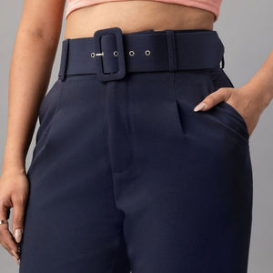 High Waist Tapered Trousers with Belt
