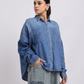 Oversized Blue Denim Shirt with Dropped Shoulder