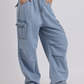 Light Blue Wide-Leg Cargo Jeans