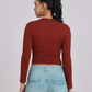 Chic & Sexy Square Neck Fitted Crop Top - Brown