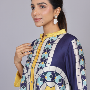 Blue Silk Print Co-Ords Set