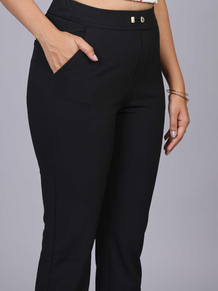 Classic Black Ankle-Length Trousers