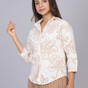 Ivory Petal Cutwork Shirt