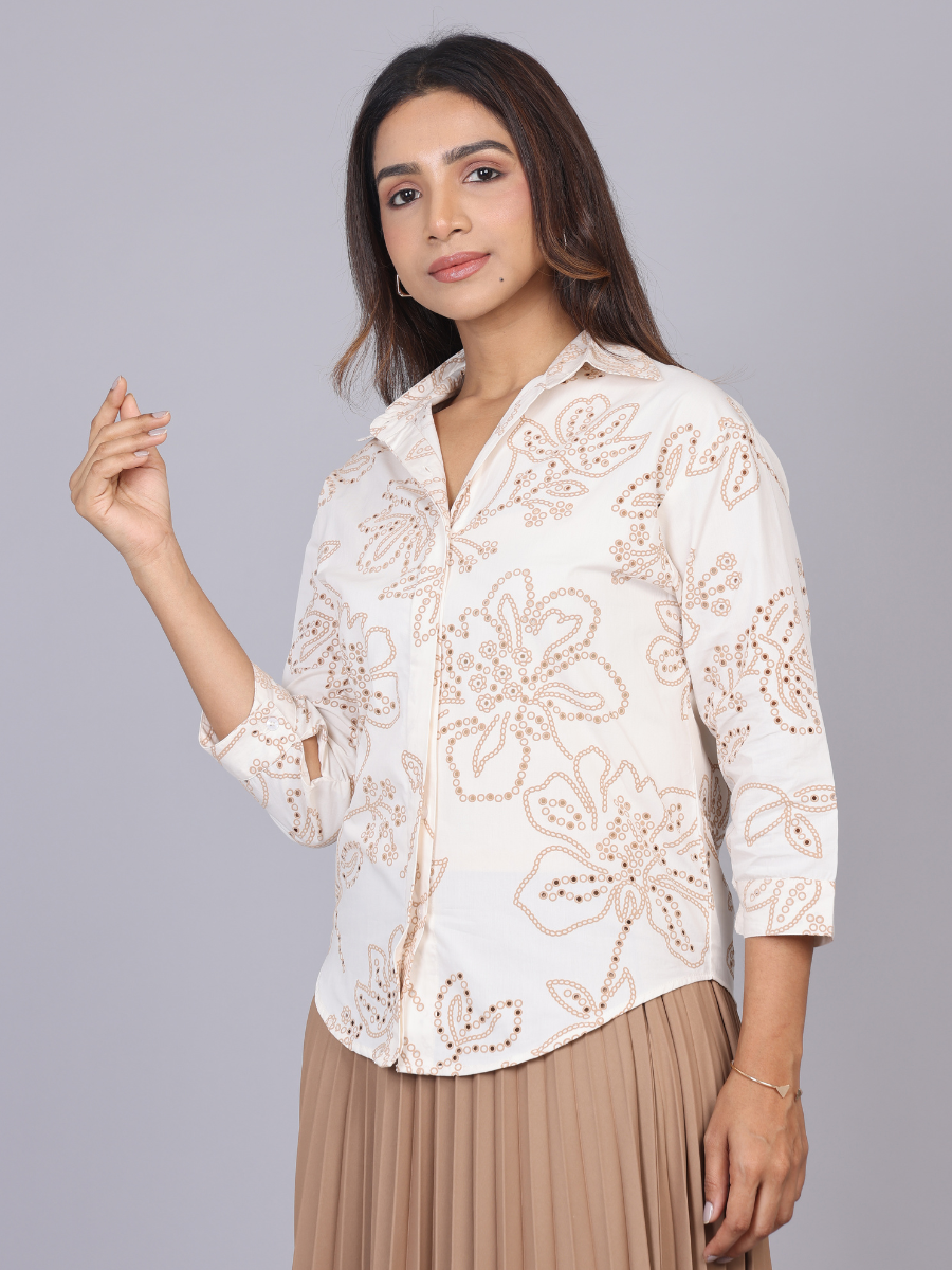 Ivory Petal Cutwork Shirt