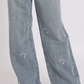 Vintage Blue Pearl Bow Straight-Fit Denim Jeans