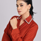 Rust Orange Pearl & Diamond Collar Shirt