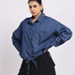 Drawstring Hem Denim Shirt