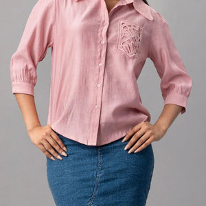 Rose Cutwork Pocket Shirt