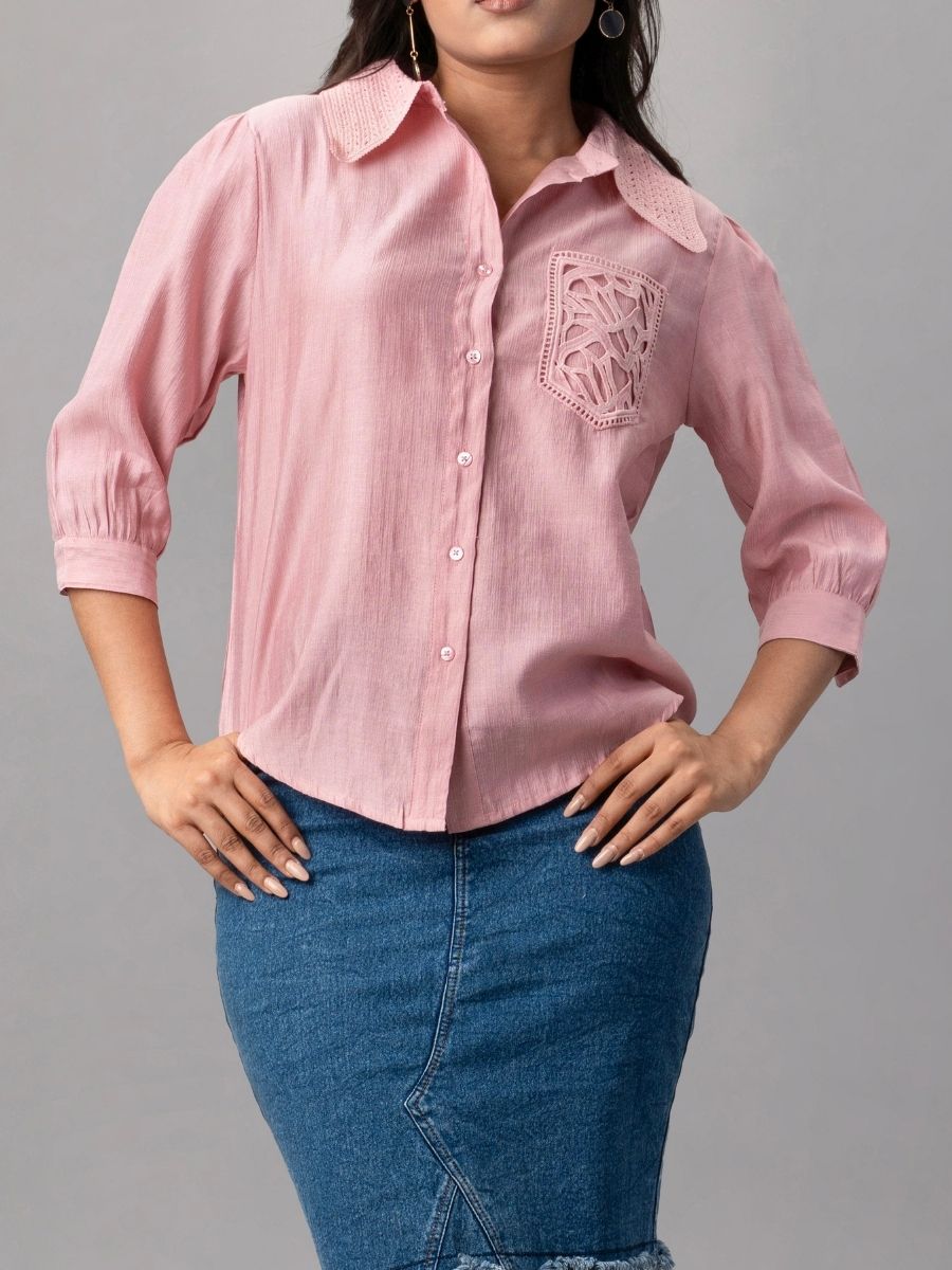 Rose Cutwork Pocket Shirt
